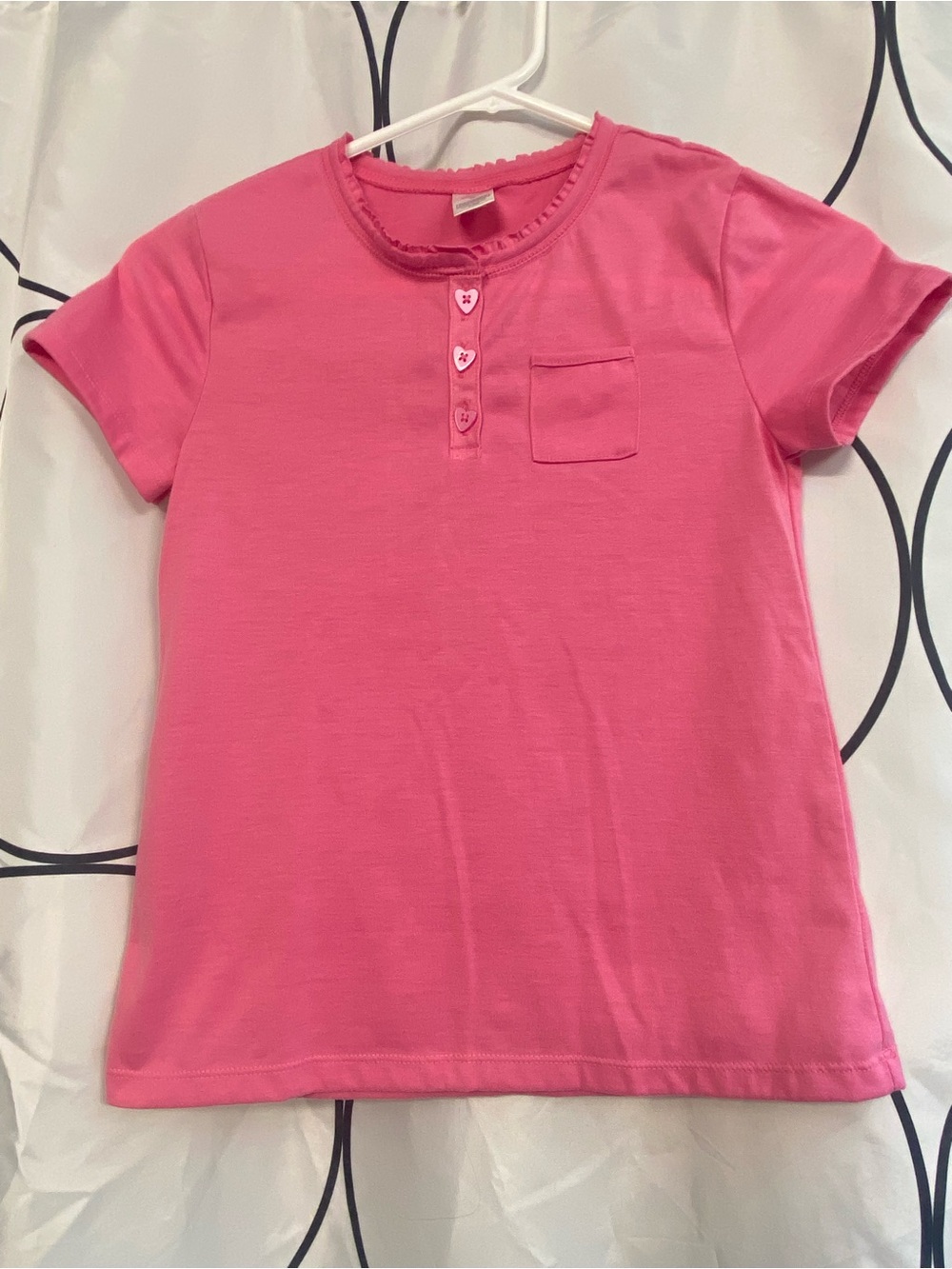 GAP Kids Size 10 Bright Pink Short Sleeve Henley Tee with Chest Pocket